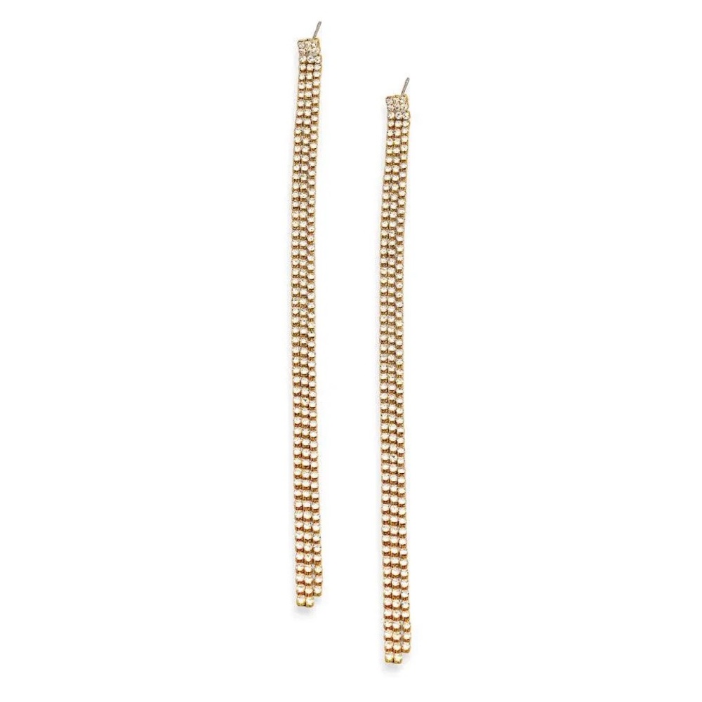 Elegant Drop 3 Layer Rhinestone Fringe Dangle Earrings SKU:MME8896-GOLD-1